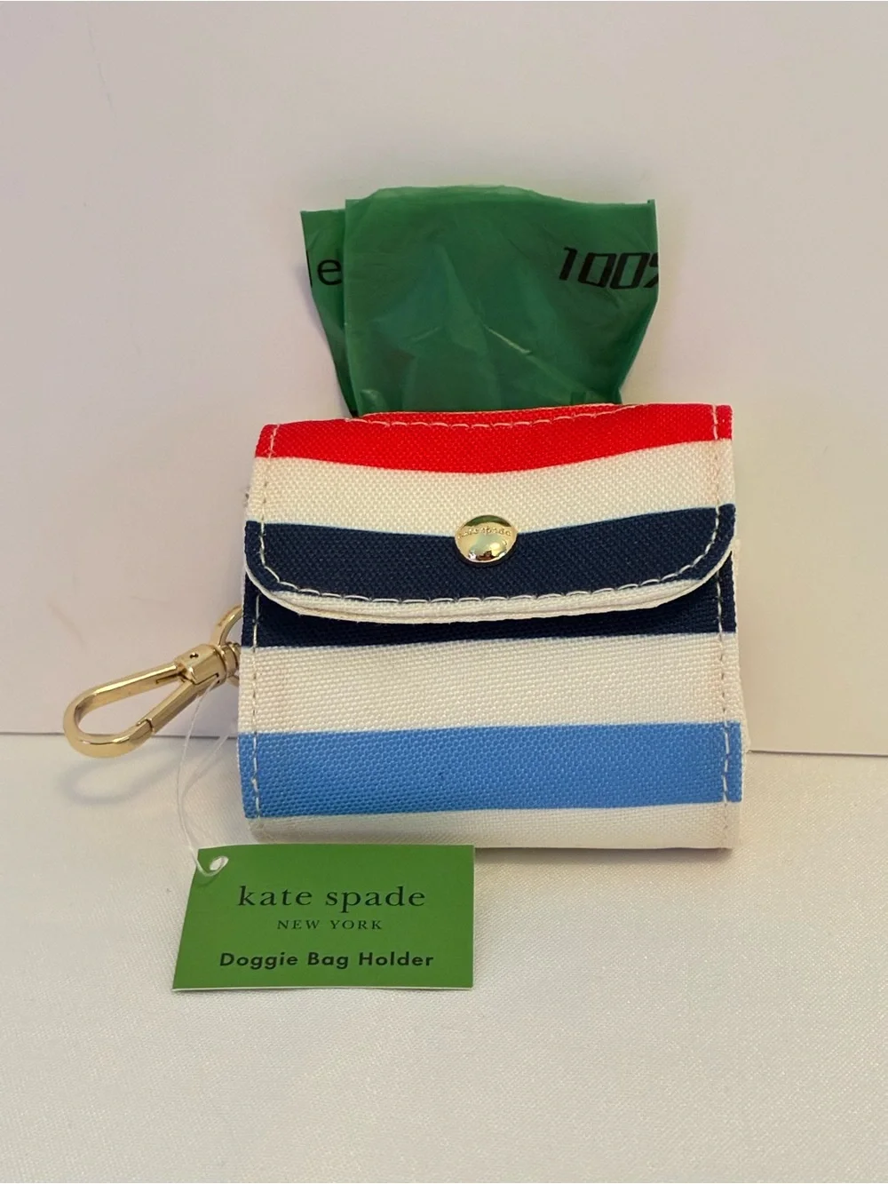 Kate Spade New York Doggie Bag Holder Adventure Stripe New With Tags